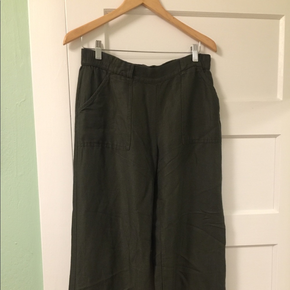 Army green linen pants